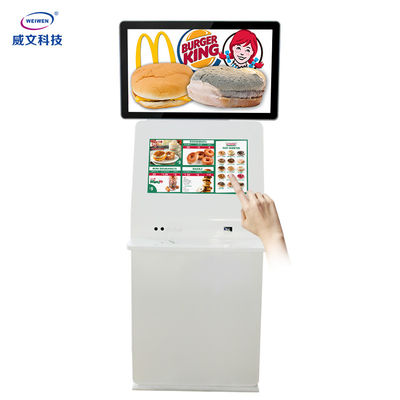 Kios Layanan Mandiri Pemutar Iklan 240V FHD Layar Ganda Dengan Keyboard Logam