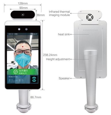 Wall Mounted Face Recognition Thermal Camera IP65 Tahan Air 128mm Lebar