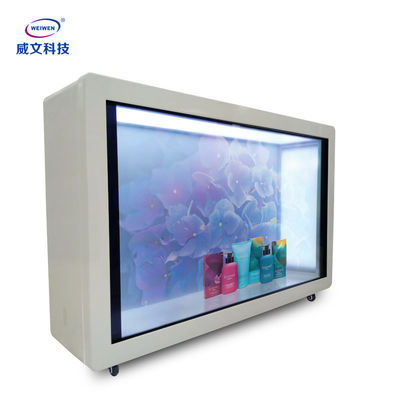 LCD Transparan Showcase Floor Standing Android Advertising Digital Signage Display