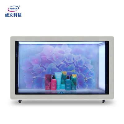 LCD Transparan Showcase Floor Standing Android Advertising Digital Signage Display