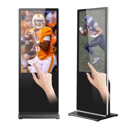 55 Inch lantai berdiri iklan kios layar sentuh interaktif