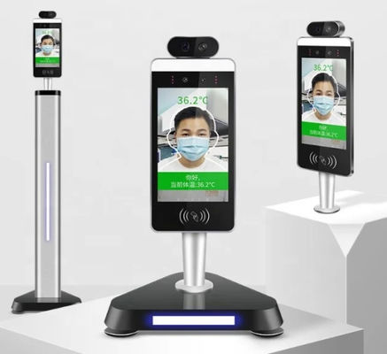 7 Inch Layar Pengenalan Wajah Pemindai Termometer Inframerah Jarak 150cm