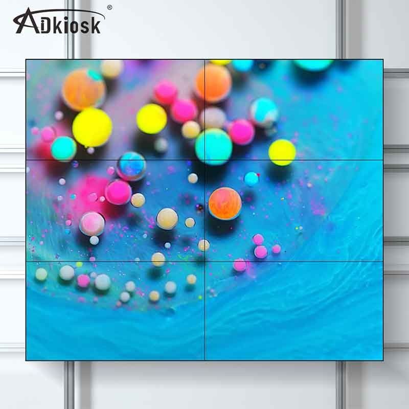 1.8mm Bezel 49Inch LCD Video Wall Display Layar Digital Kecerahan 500 cdm 2x3
