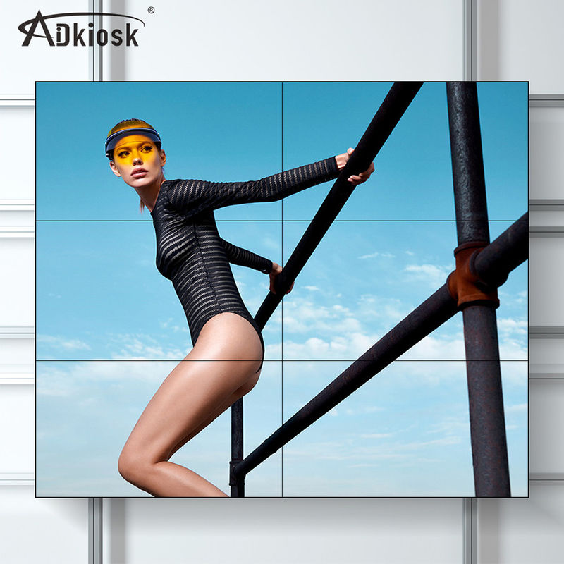 Indoor 240V LCD Video Wall Display Screen 55Inch FHD Resolution dengan 1.8mm Bezel