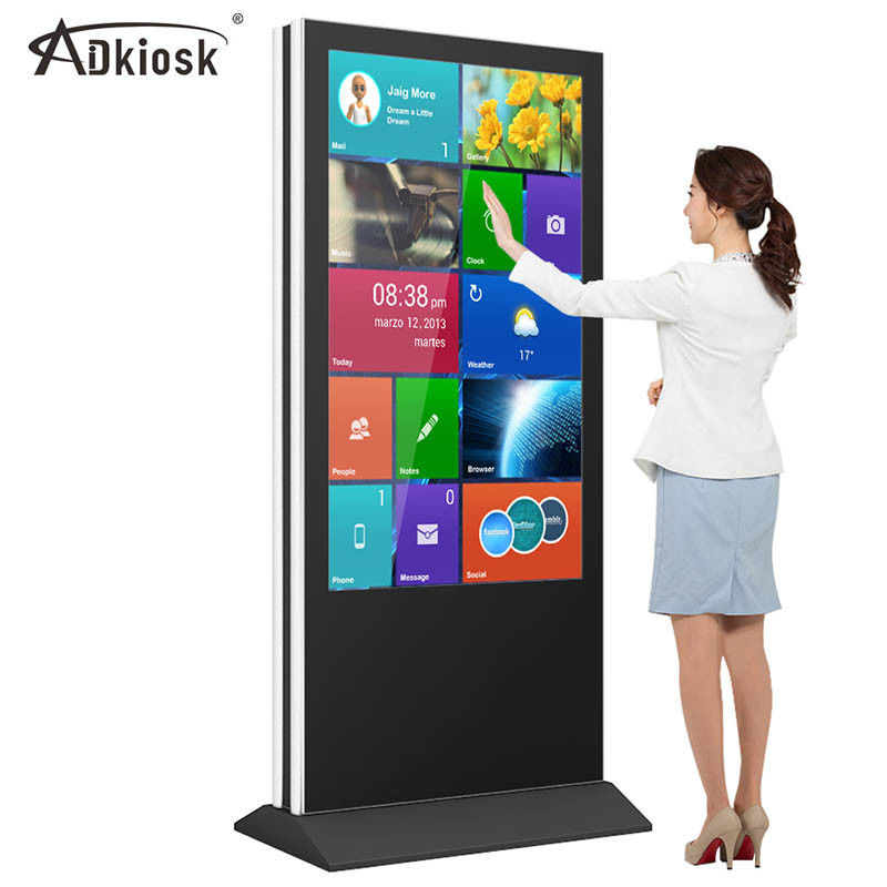 55inch Double Sided Free Standing LCD Display 3G 4G 4mm Glass Untuk Pusat Perbelanjaan