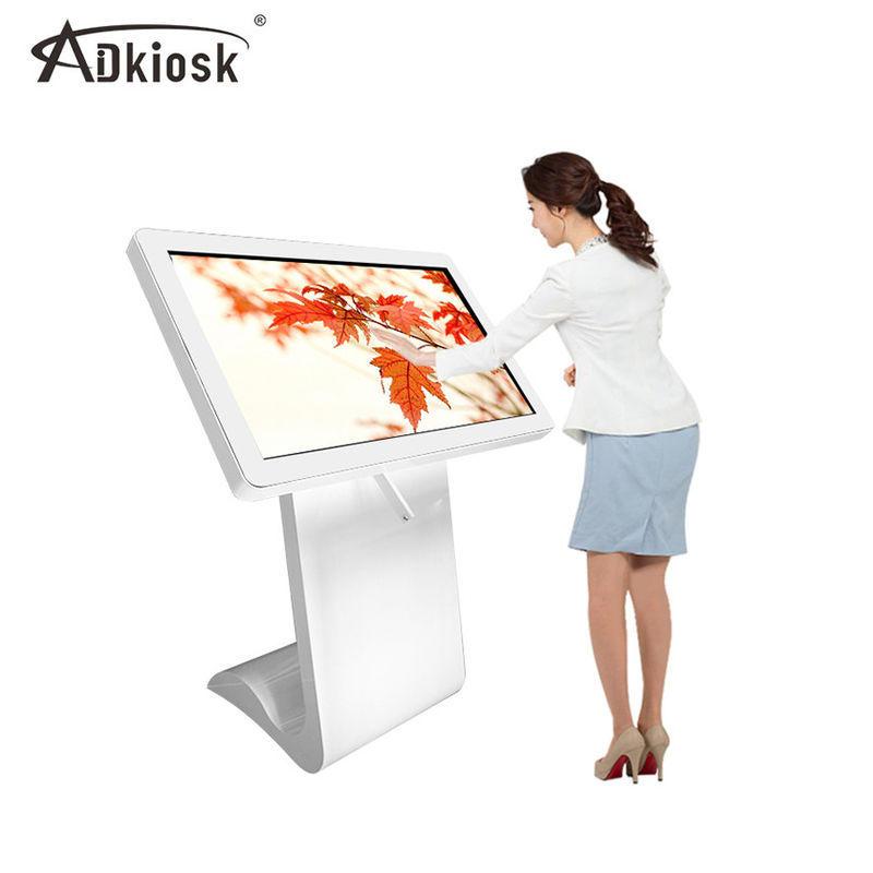 Kios Layar Sentuh Interaktif Putih 49 inci 180W Floor Stand Layar LED OS Android