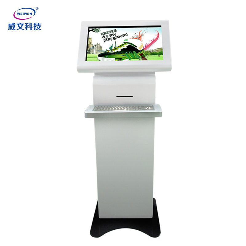 Lantai Berdiri Semua dalam satu Totem Iklan Layar Sentuh Lcd dengan Keyboard Logam